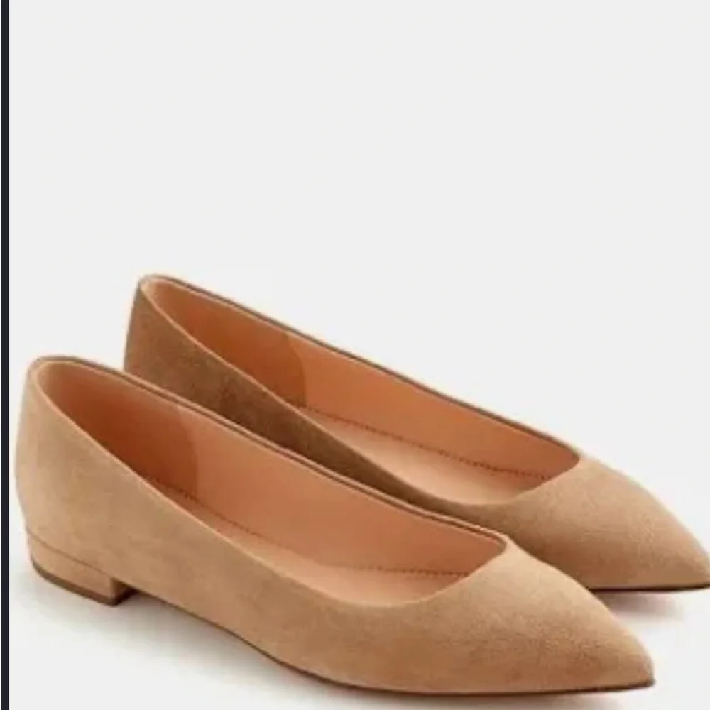J.Crew Suede Pointed Toe Flats- 2 pair size 7 (black and tan color)